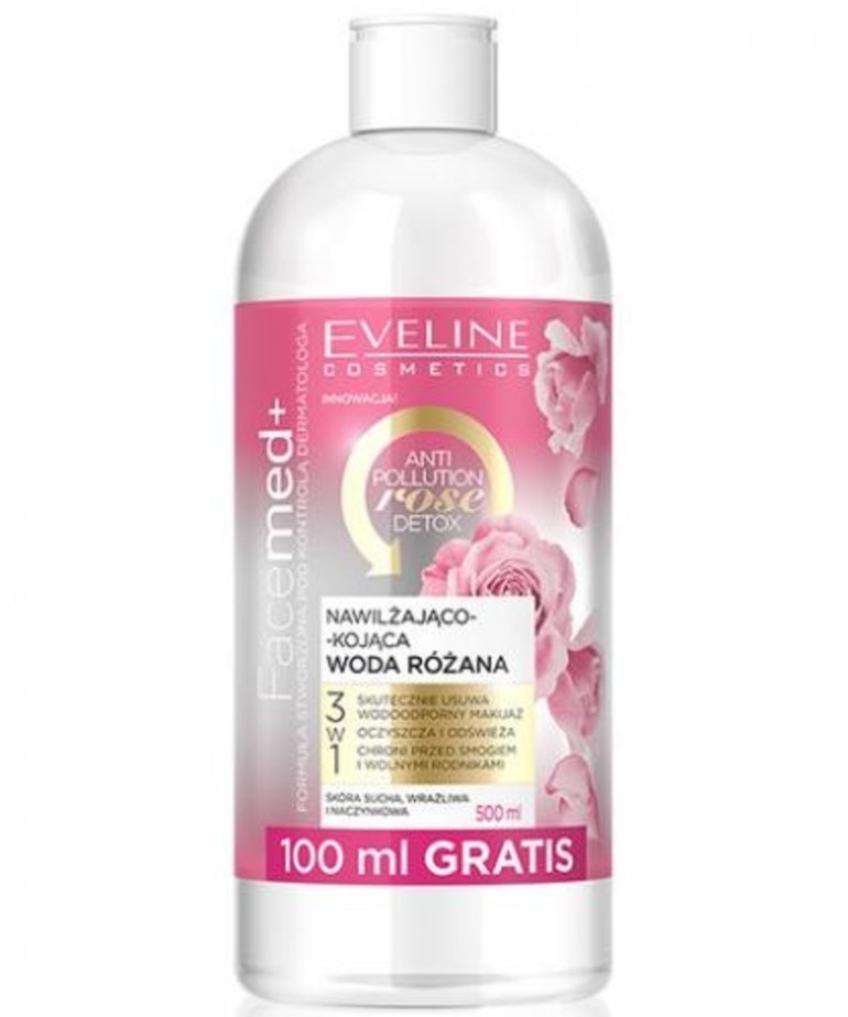 EVELINE Facemed + Moisturizing and Soothing Rose Water 3in1 400ml