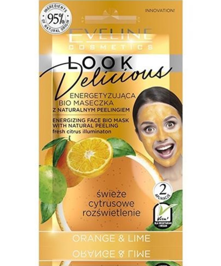 EVELINE Look Delicious Energetyzująca Bio Maseczka + Scrub Orange&Lime 10ml