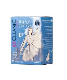 CLEANIC CLEANIC Pure Cotton Night Sanitary Pads 10 pieces