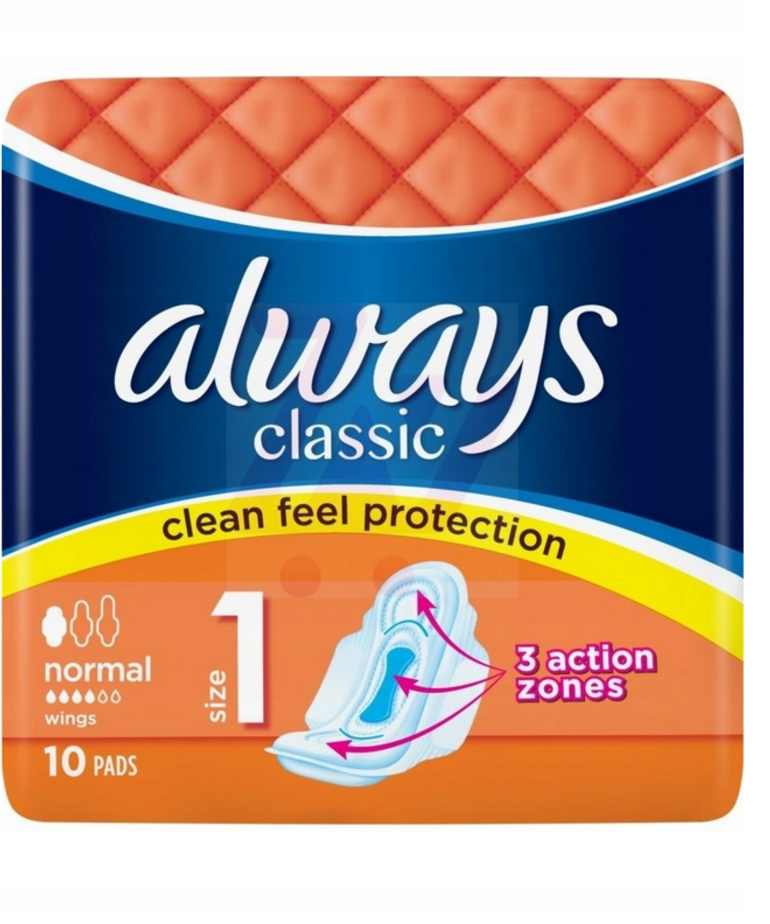 always ALWAYS Classic Normal Sanitary Pads With Wings 10 pieces