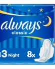 always ALWAYS Classic Night Sanitary Pads With Wings 8 pieces