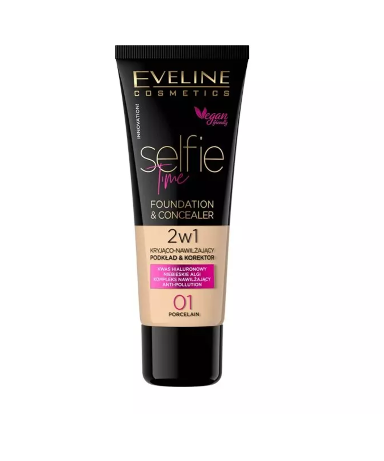 EVELINE EVELINE Selfie Time Foundation  Covering And Moisturizing 01 Porcelain