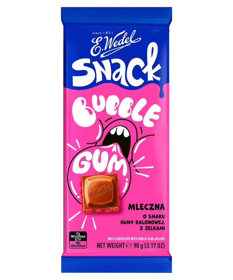 E.WEDEL E. WEDEL - Milk Chocolate With Bubble Gum Flavour Jellies 90 g