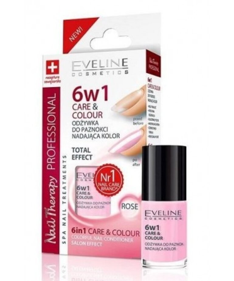 EVELINE EVELINE Nail Therapy Varnish Conditioner 6In1 Care & Colour Rose 5ml