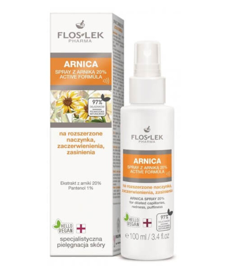 FLOSLEK FLOSLEK Arnica Spray 20% Active Formula Rozszerzone Naczynka 100ml
