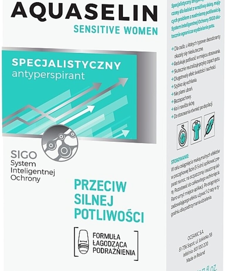 OCEANIC AQUASELIN SENSITIVE WOMEN ANTYPERSPIRANT PRZECIW SILNEJ POTLIWOŚCI 50 ML