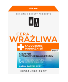 AA AA CERA WRAŻLIWA KREM 72H INTENSYWNIE NAWILŻAJĄCY NA DZIEŃ 50 ML