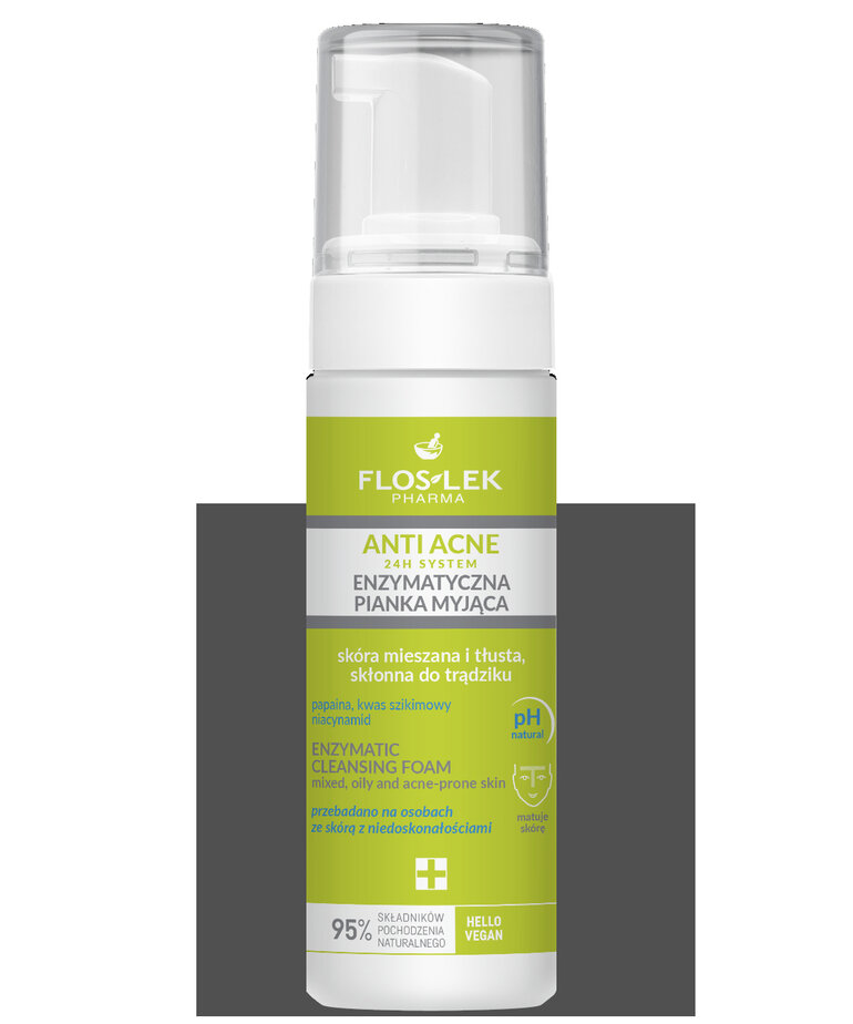 FLOSLEK Anti Acne 24 H System Enzymatyczna Pianka Myjąca 150 ml