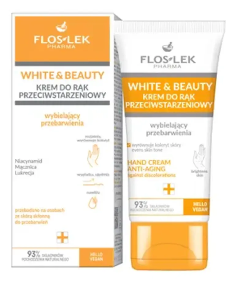 FLOSLEK White&Beauty Krem Do Rąk Przeciwstarzeniowy Wybielający Przebarwienia 45 ml