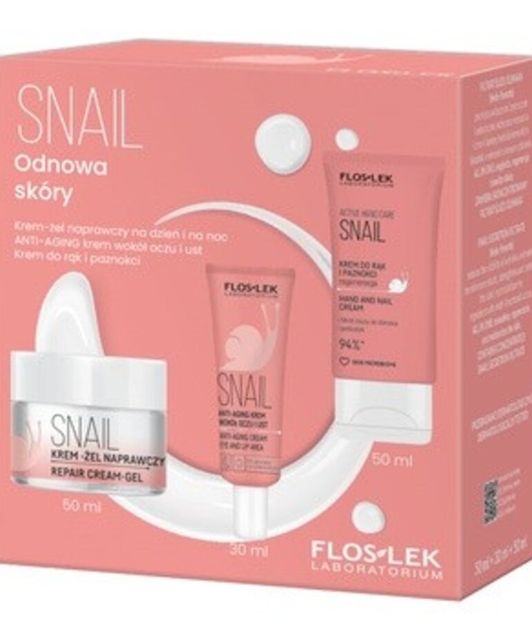 FLOSLEK Zestaw SNAIL Odnowa Skóry -Krem dzien /Noc 50ml+Krem Pod Oczy 30ml+Krem Do Rak
