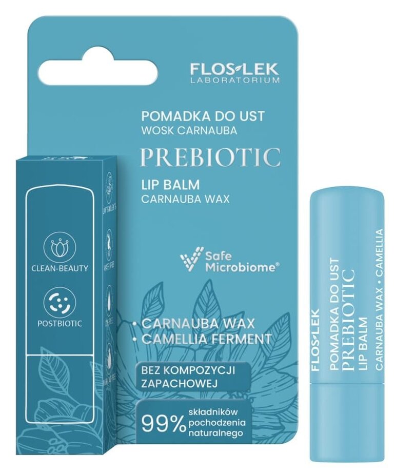 FLOSLEK Prebiotic LIP CARE Prebiotyczna Pomadka Do Ust CARNAUBA WAX 4 g