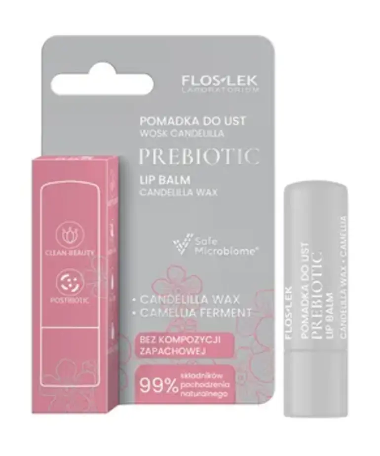 FLOSLEK Prebiotic LIP CARE Prebiotyczna Pomadka Do Ust CANDELILLA WAX 4 gr