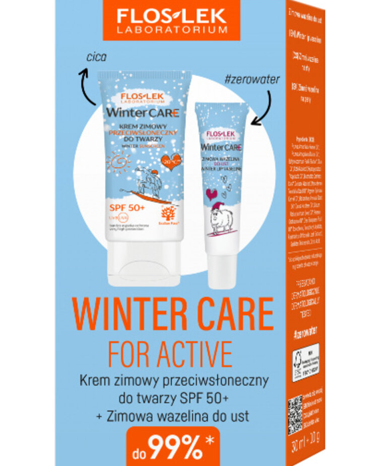 FLOSLEK ZESTAW PIELĘGNACYJNY WINTER CARE -Ochrona I Pielęgnacja Dla Aktywnych , Krem Ochronny + Stick 20gr +Pomadka Ochronna SPF 20