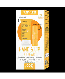 FLOSLEK HAND & LIP DUO CARE Active Hand Care Vitamin C 50 ml + Pomadka PREBIOTIC Carrot Oil 4 g