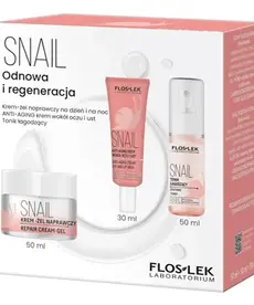 FLOSLEK Zestaw SNAIL Odnowa I Regeneracja,Krem naprawczy Dzien /Noc +Krem Wokol Oczu , +Tonik Lagodzacy 50ml