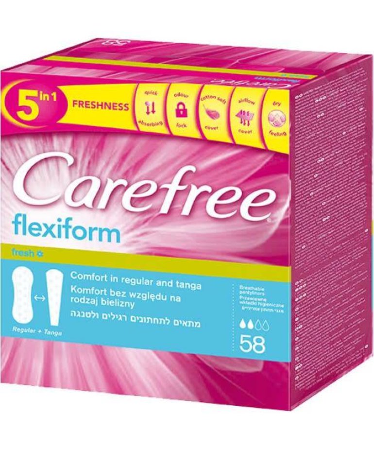 CAREFREE Wkladki Higieniczne Flexiform Fresh 58sztuk
