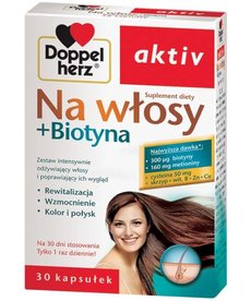 DOPPEL HERZ Activ Na Włosy + Biotyna Suplement Diety 30 kapsułek