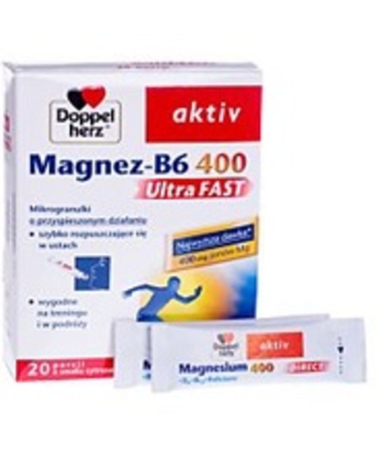 DOPPEL HERZ Magnez Wit. B-6 400 Ultra Fast Mikrogranulki o Przyspieszonym Dzialaniu 20 szt