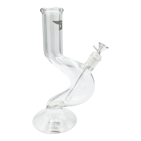 Solid  12" Straight Neck Zig Zag Water Pipe Clear