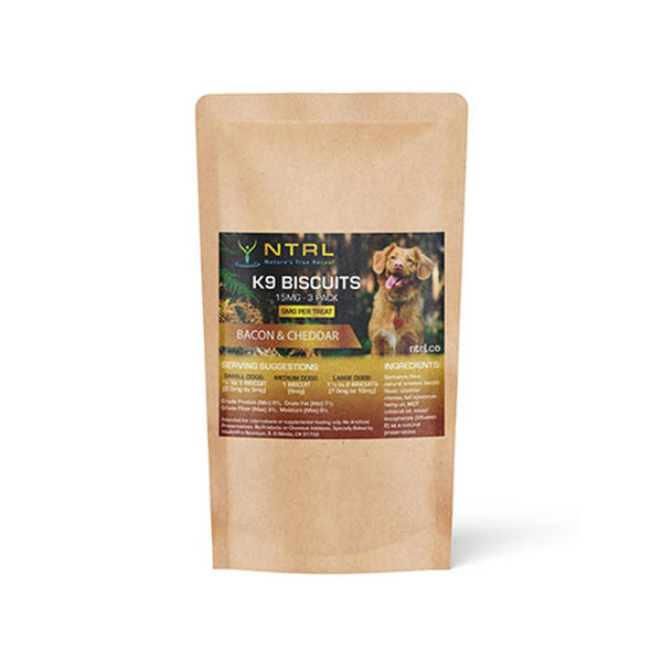 NTRL NTRL K-9 CBD 5mg Biscuits 3pk Bacon & Cheddar