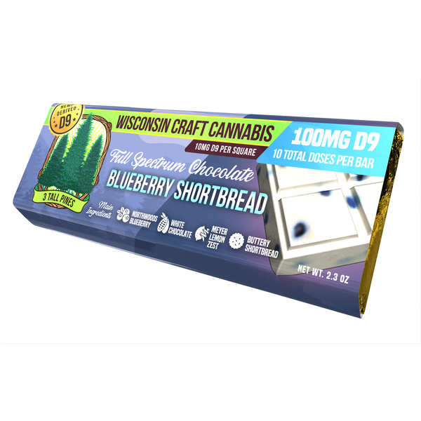  3 Tall Pines 100mg Legal Delta 9 Chocolate Bar 600mg Total (CBD, D9, CBDv ,THCv, CBG)
