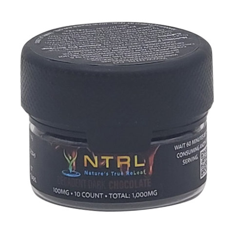 NTRL Decadent Dark Chocolate 100mg Delta 8 & Delta 9 10ct Jar