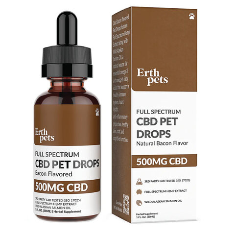 ERTH Wellness Pets Full Spectrum 500mg Natural Bacon CBD Drops Tincture 30ml