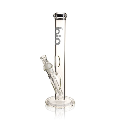 BIO Glass Classic Straight Water Pipe 12" 14mm Silver Logo