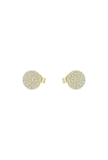 Boucles d’oreilles fixes  en forme de disc 10k or jaune avec zircone