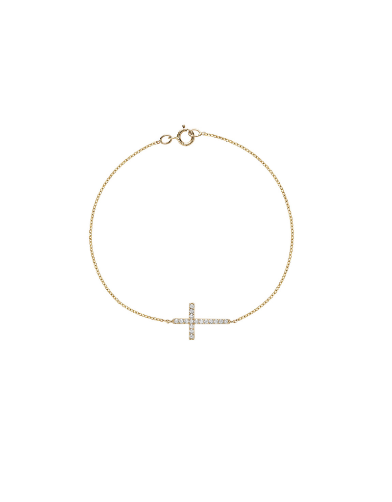 Bracelet croix en diamant  14k Or