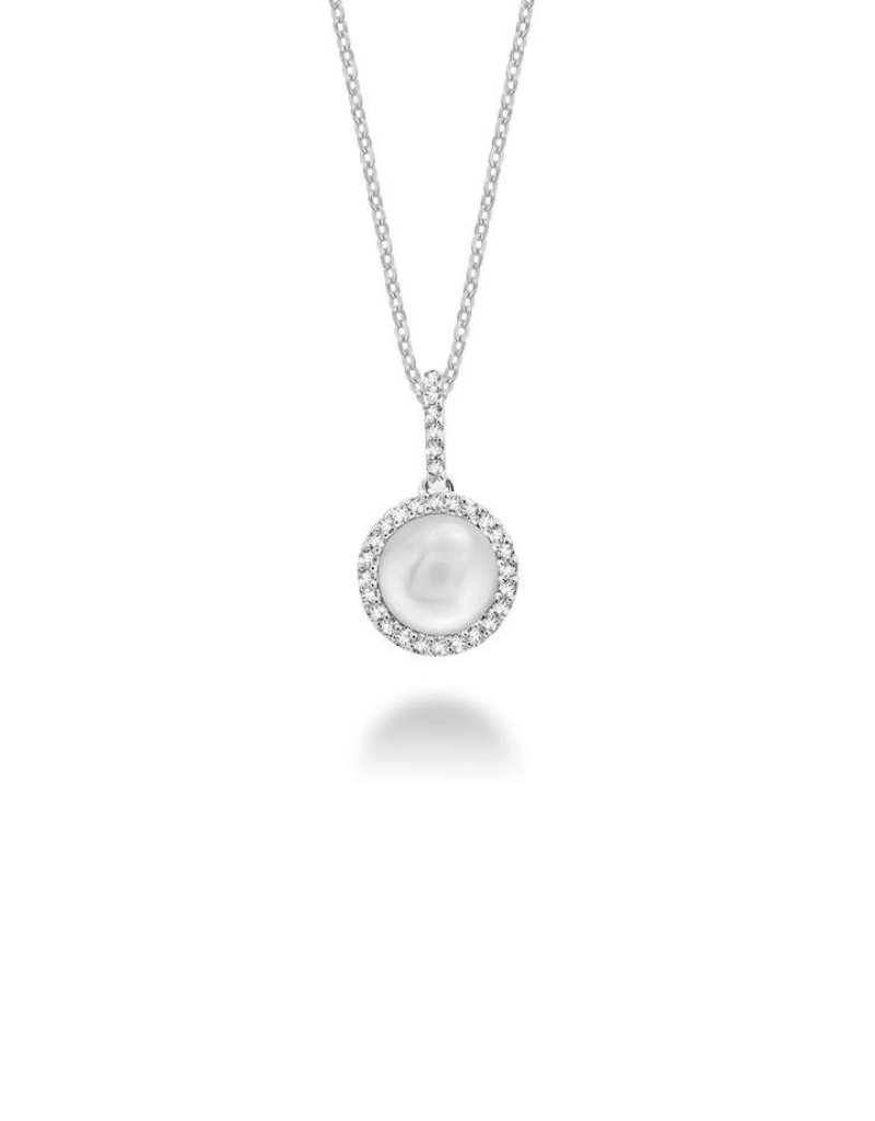 Perle and diamond pendant