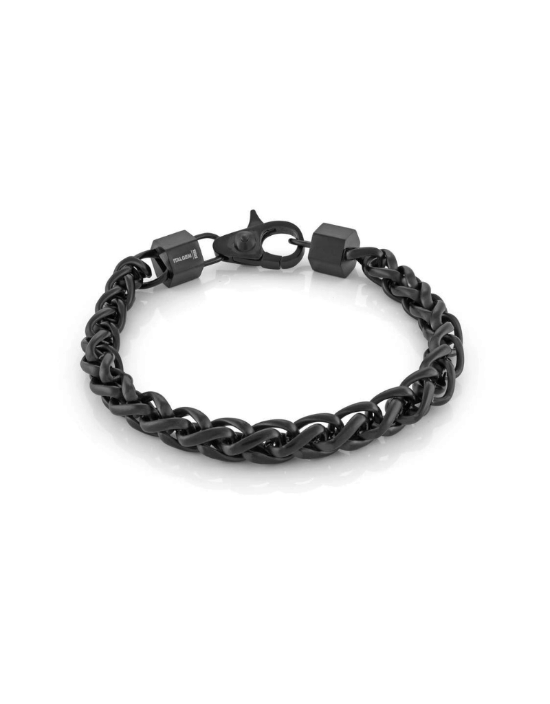 Italgem Steel Bracelet acier inoxydable Ip noir mailles ble 8mm 8.5 pouce