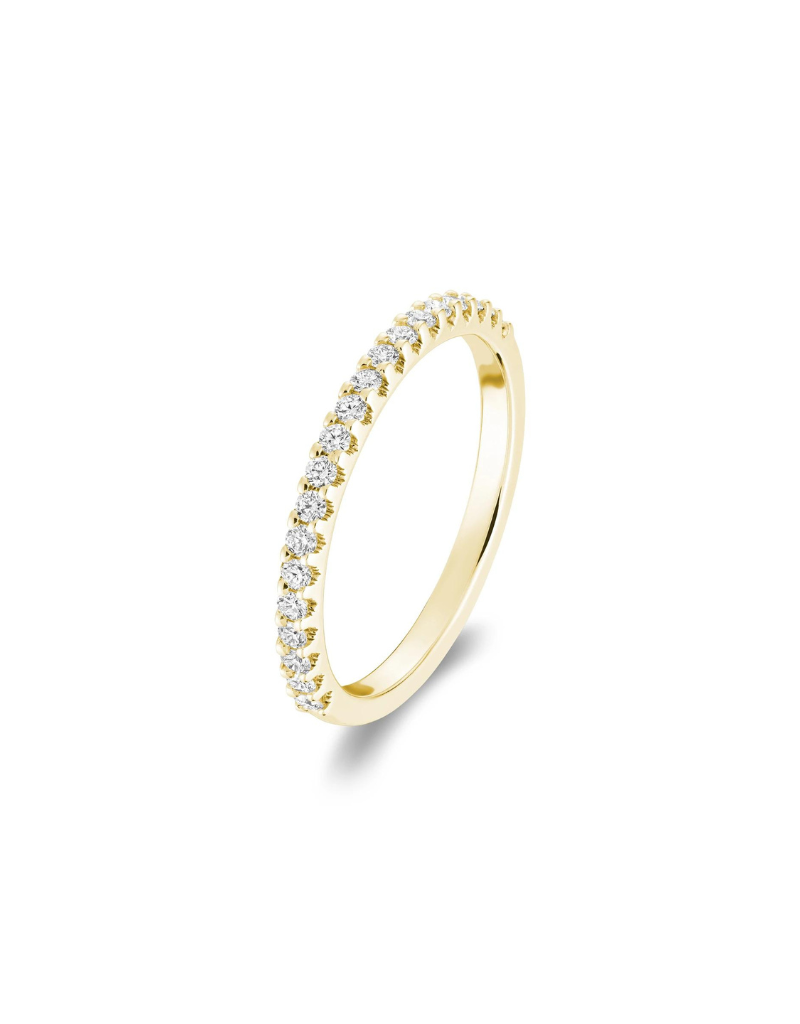 Bague demi éternité diamants serti sur griffés Or 14k Si-I G-H