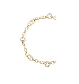 Bracelet dame mailles oval double avec rond en zircone 10k Or 2 ton BY-J36-543