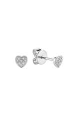 Boucles d'oreilles fixes 10k or blanc cœur en diamants 16D=0.11ct I gh 13-0410H01