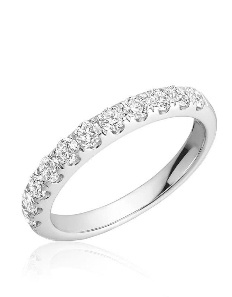 Bague demi éternité diamants serti sur griffés Or 14k Si-I G-H