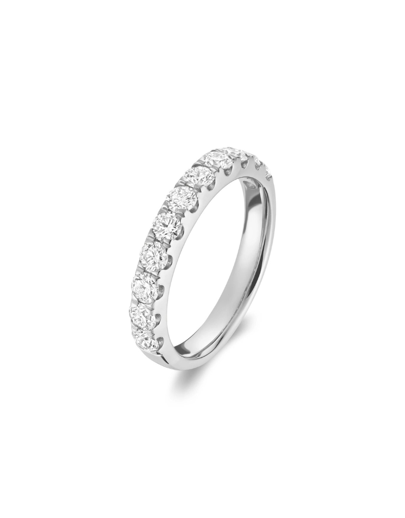 Bague demi éternité diamants serti sur griffés Or 14k Si-I G-H