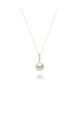 Pendentif perles et diamants 10k or perle eau douce 9-9.5mm