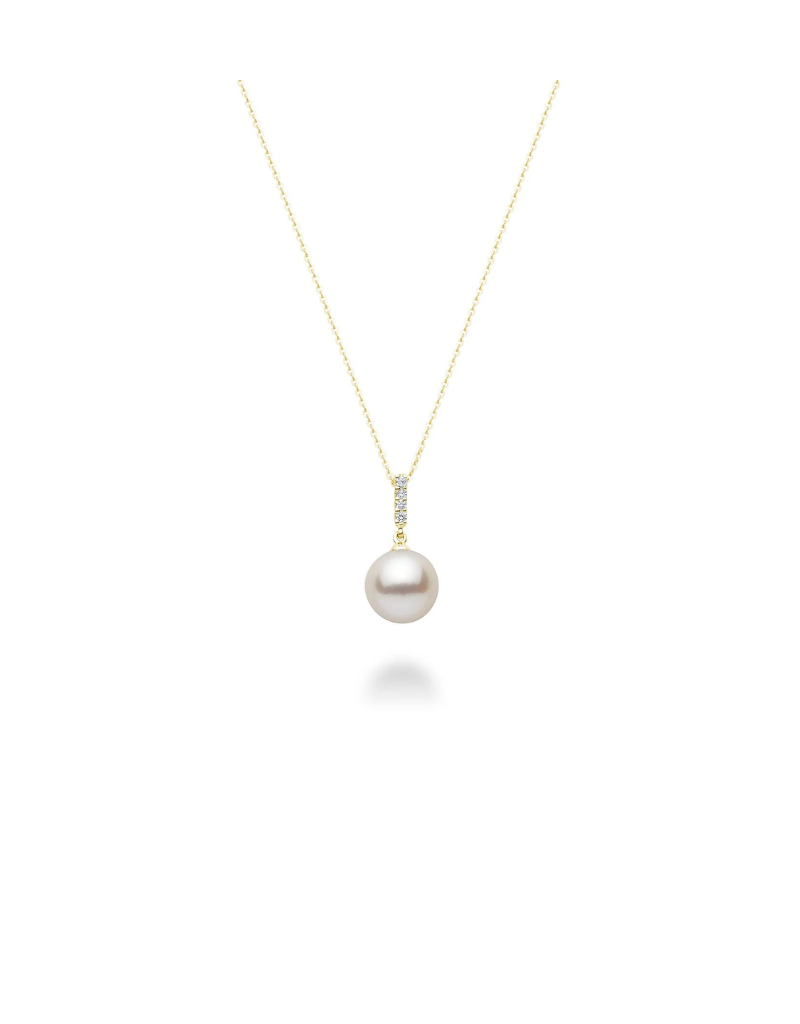 Pendentif perles et diamants 10k or perle eau douce 9-9.5mm