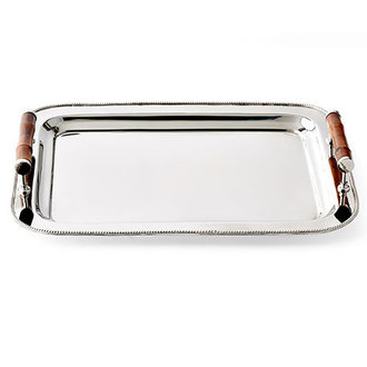 Nickel Rectangular Tray w/ Bamboo - Large