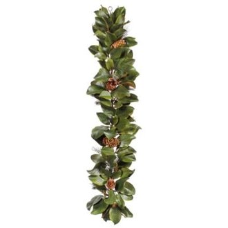MIXED MAGNOLIA LEAF GARLAND 5'