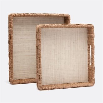 Heather Tan Raffia Tray - Square - Large