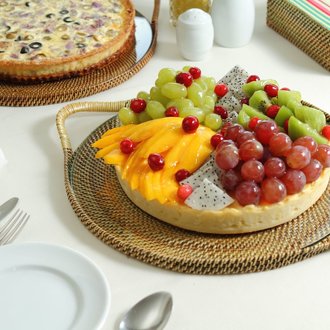 Round Serving Tray  w/ Glass - 13"D