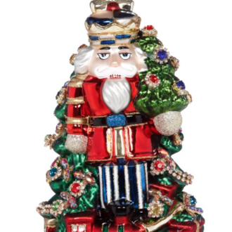 Jeweled Nut Cracker Orn - Red/Blue