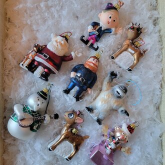 Retro Rudolph Character Orn - Set of 8