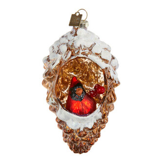 Cardinal in Pinecone Ornament