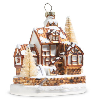 Snowy Glitter House Ornament