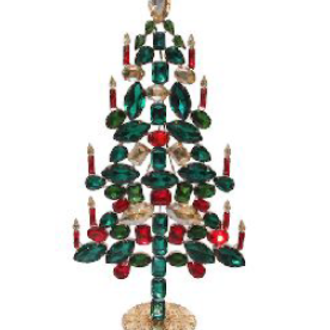 Jewel tree w/candles green -red 27cm