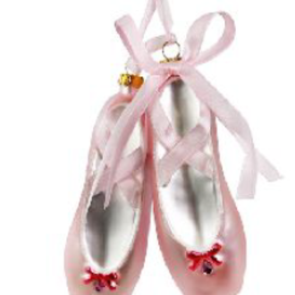 Glass ballet shoes ornament pink 12cm