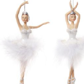 Ballerina with white feather tutu